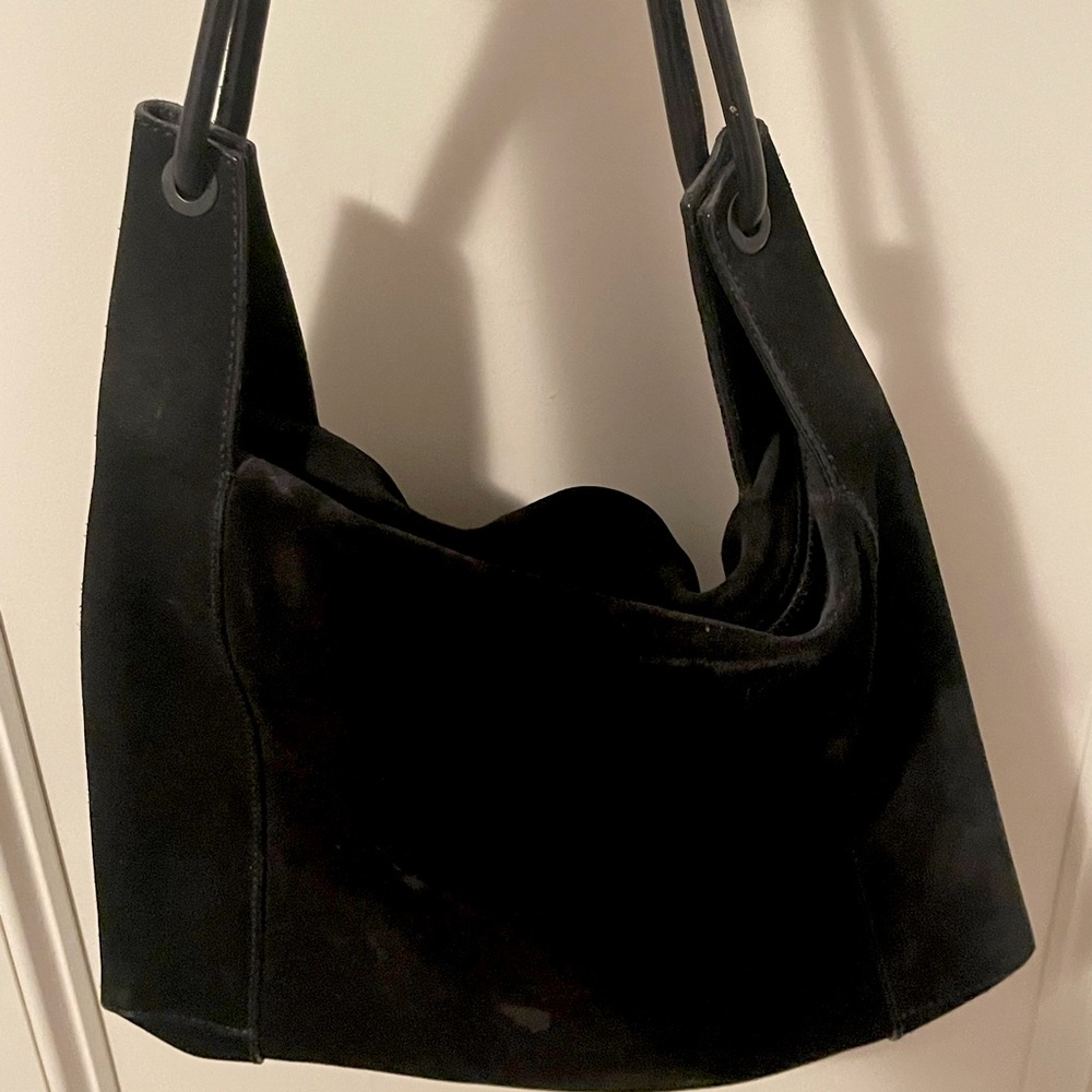 Large black suede Gucci shoulder bag